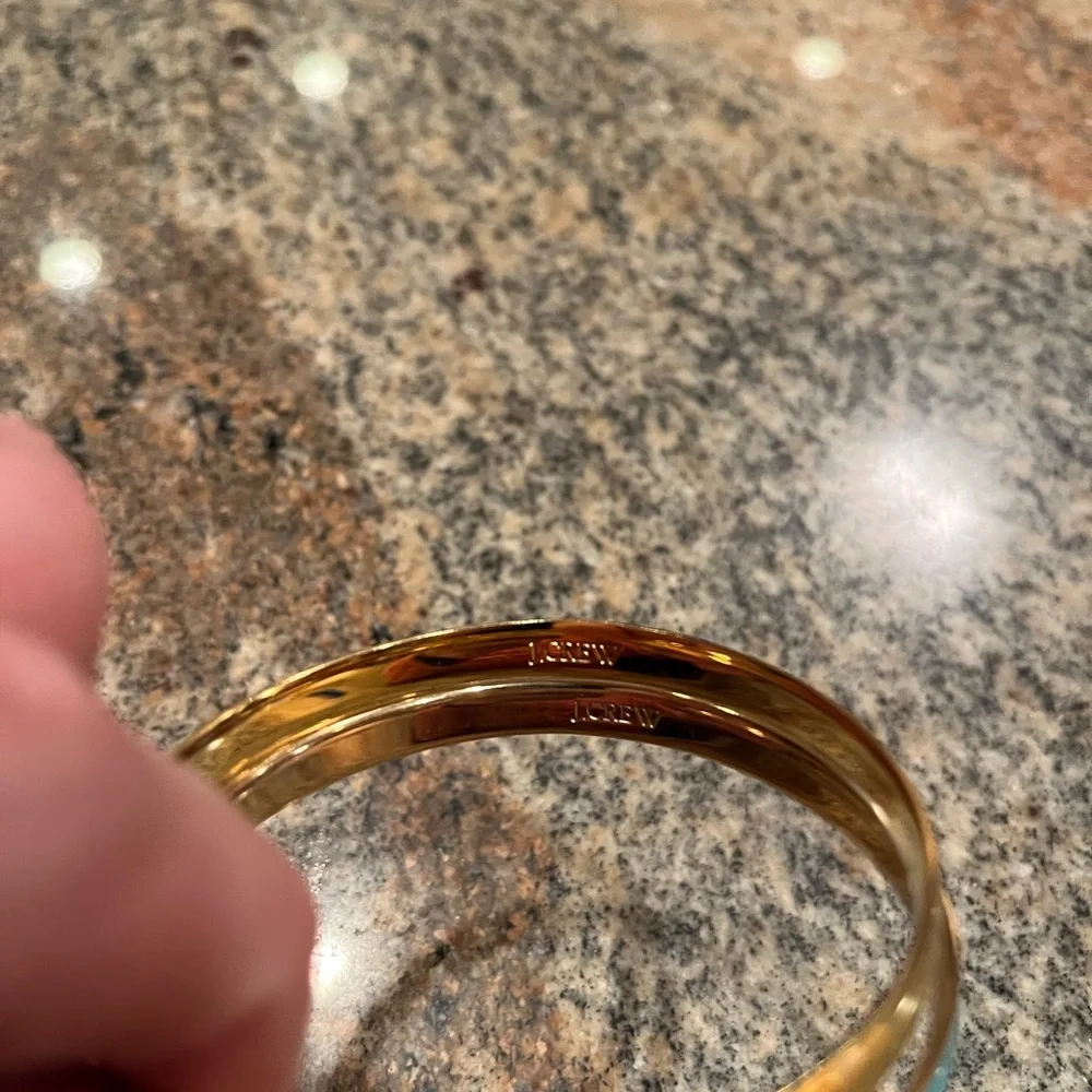 JCrew Bangles gold tone and turquoise set - Picture 2 of 2